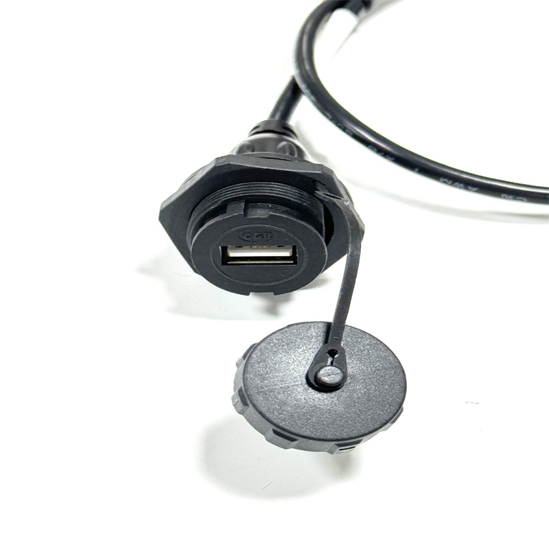 M12 4Pin D Code Male to USB AF Female Panel Mount Waterproof Data Cable
