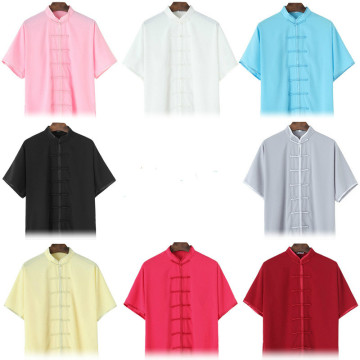 Summer Short Sleeve Hang Down Chinese Traditional Tai Chi Uniforms Kung Fu Clothing Martial Art Wear Unisex 8 Colors