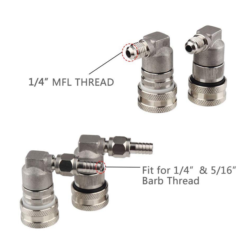 Ball Lock Disconnect Homebrew Beer Keg Connectors MFL 1/4 Inch Ball Lock Disconnect Dispenser for Barware Replacement Beer