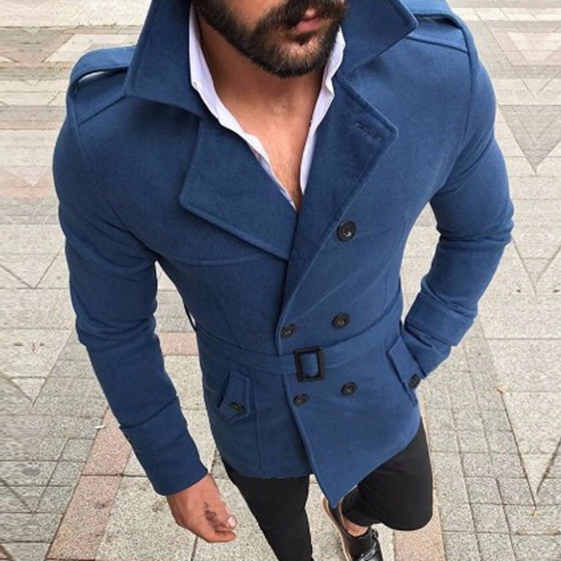 LOVZON New Trench Coat Men Classic Double Breasted Mens Long Coat Mens Clothing Long Jackets Coats British Style Overcoat