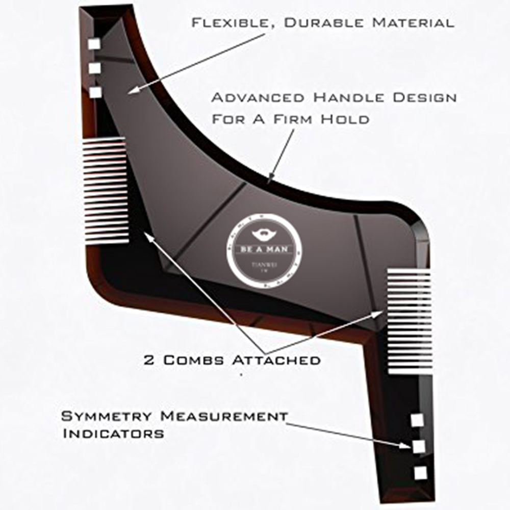 Fashion Beard Styling Template Comb New Barber Tool Mustache Symmetry Trimming Styling Stencil 3 Colors Optional