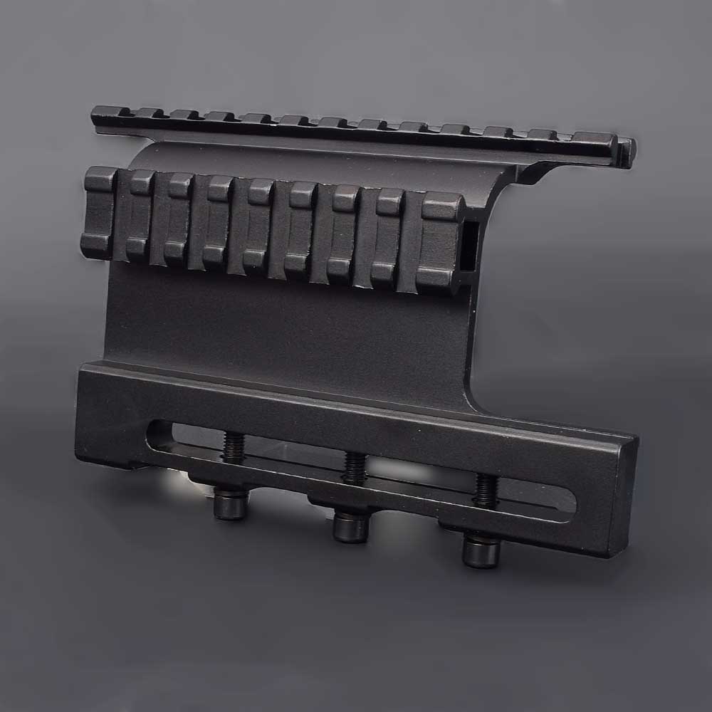 Tactical AK Double Picatinny Rail Side Mount System Screw Style for 47 / 74 Fit Scopes Right on Top of Bore Centerline