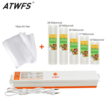 ATWFS Food Vacuum Sealer Packaging Packer Sealing Machine With 5 Rolls Vacuum Bags(12,17,20,25,28X500cm)