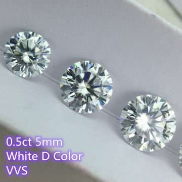 Round Brilliant Cut 5mm 0.5ct Carat D Color Moissanites Loose Stone Diamond Ring Jewelry Pendant Earrings Material