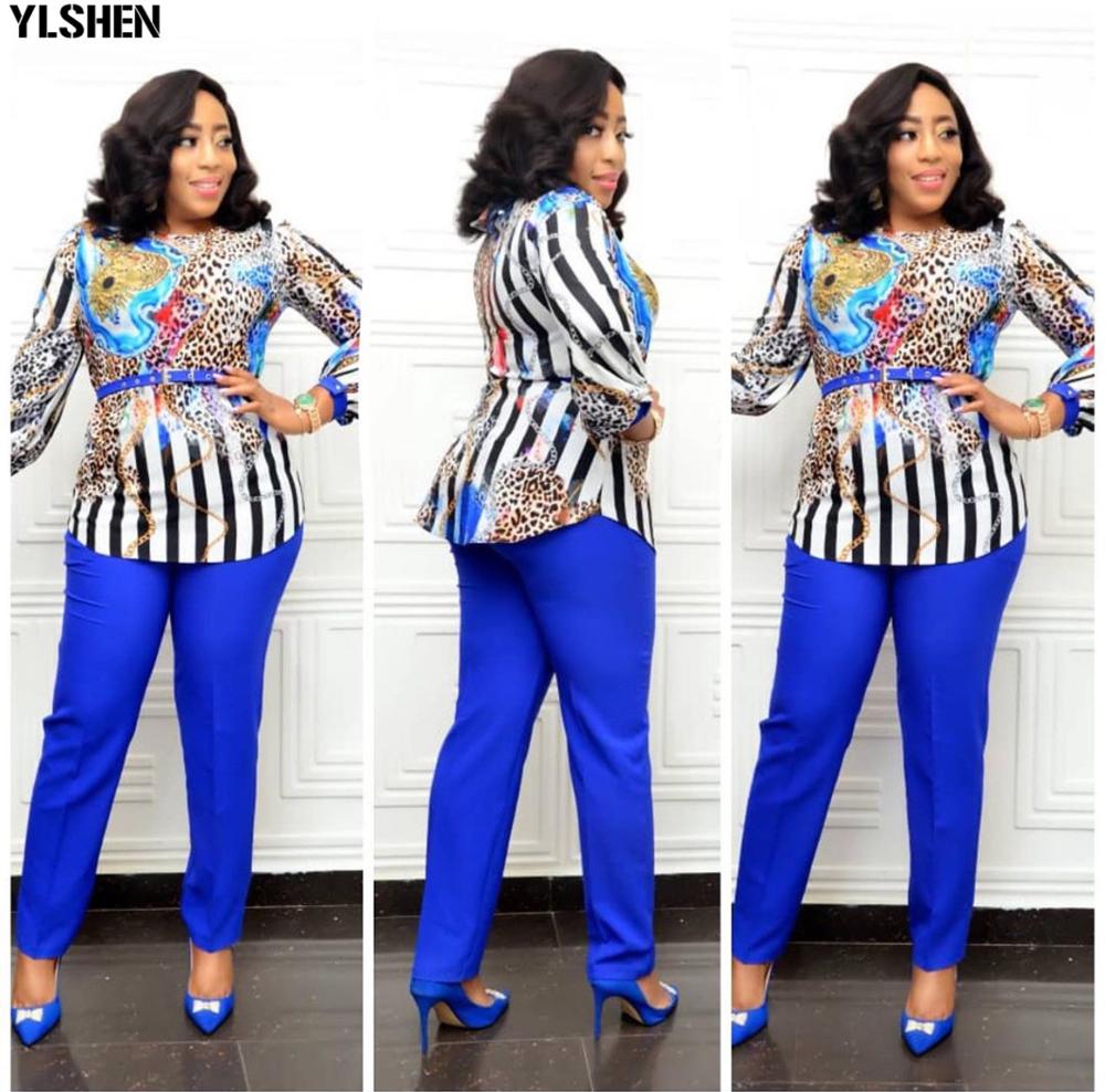 Two 2 Piece Set African Clothes Africa 2021 Dashiki Fashion Print Dresses Suit Bazin Top Pants Elastic Party Plus Size Clothing