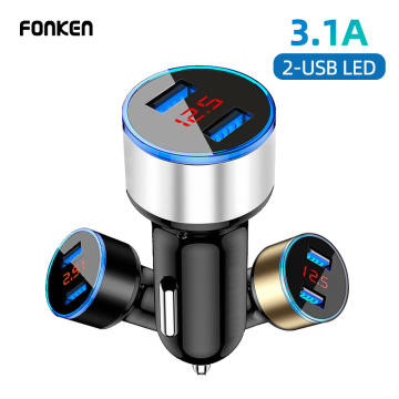 FONKEN USB Car charger 2 Port Phone in Car-Charger Multi Charging for Dual Mobile Device LED 3.1A Universal Auto Adapter