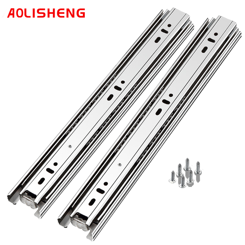 AOLISHENG Soft Close Drawer Slide Rail 10-24 Inch Three Fold Full Extended Ball Bearing Guide