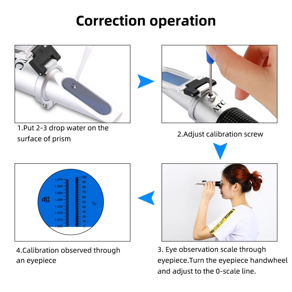 Yieryi Handheld Refractometer 58~90% Brix 38~43 Be Baume Honey Wine Water Contents (12 - 27%)Refractometer Refraction Tools