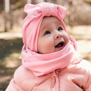 Warm Baby Hat Bowknot Autumn Winter Baby Accessories Toddler Girl Beanie Cap Solid Color Cotton Turban Kids Children Bonnet