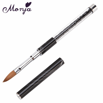 Monja Rhinestone Metal Kolinsky Nail Art Sculpture Carving Brush Acrylic Liquid Powder Flower Shaping Painting Bead Dotting