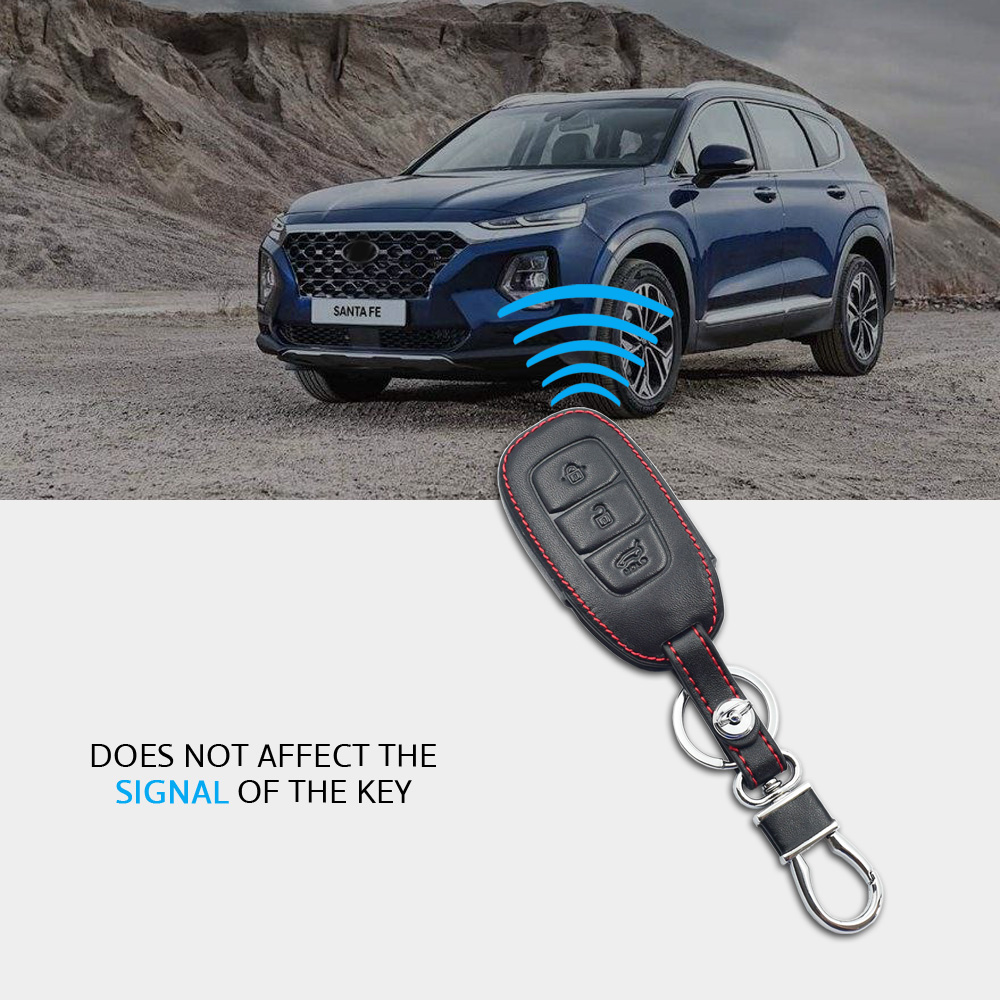 Leather Car Key Case For Hyundai Palisade Grandeur Azera Elantra GT Kona 2018 2019 Smart Remote Fob Protector Cover Accessories