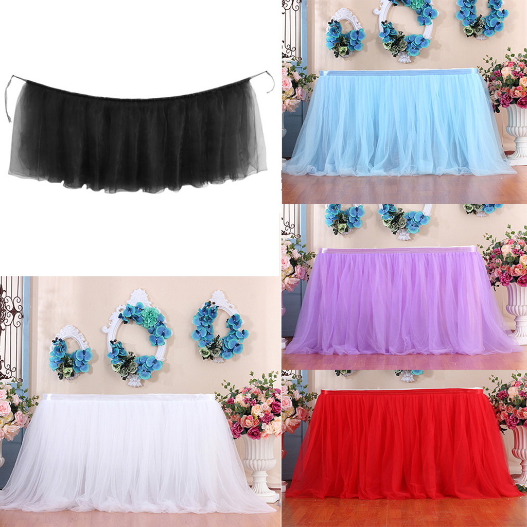 1pcs DIY Tablecloth Yarn Tulle Table Skirt Wedding Party For Wedding Decoration Baby Shower Favors Party Home Textile New 7.424