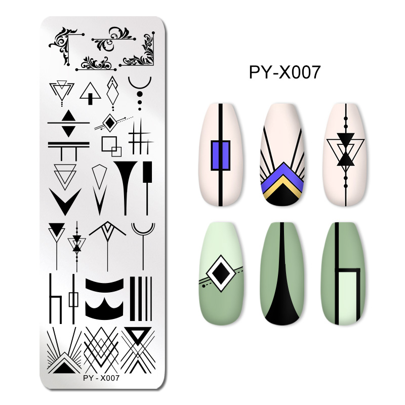 PICT YOU Geometric Pattern Nail Stamping Plate Nail Printing Stamping Templates Stainless Steel Image Plate DIY Stencil Tools