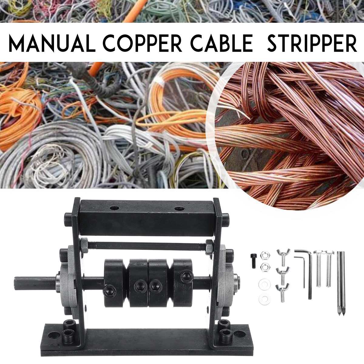 1/2 Steel Cutter +Manual Wire Cable Stripping Peeling Machine Cable Scrap Recycle Tool Copper Wire Stripper For 1-30mm Wire