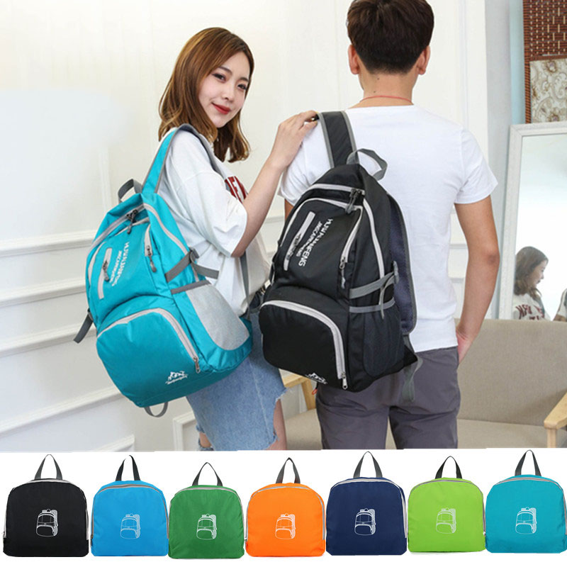 outdoor bag sports foldable bags light waterproof nylon travel bag portable backpack solid color breathable unisex rucksack 10L
