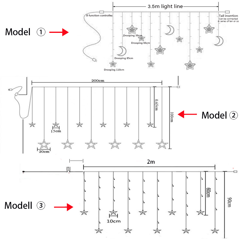 Christmas Lights Indoor/Outdoor EU220V/US110V Fairy lights Moon Star Lamp LED String Decoration for home Party Holiday lighting