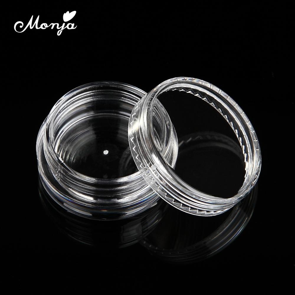 Monja 12 Jar Nail Art Rhinestone Beads Gems Jewelry Accessories Round Plastic Empty Container Organizer Box Storage Case