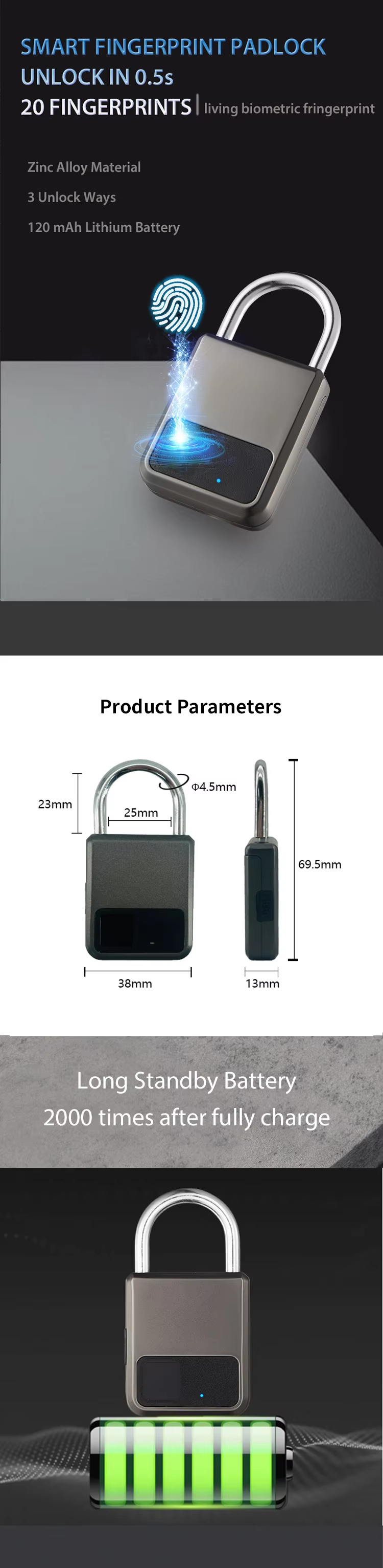 7 biometric Padlock