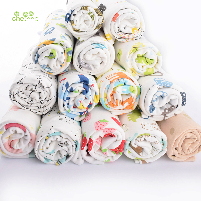Chainho,Cartoon Series,Printed Ribbed Knitted Cotton Fabric,For DIY Quilting&Sewing Baby&Children's Underwear Material,90x100cm