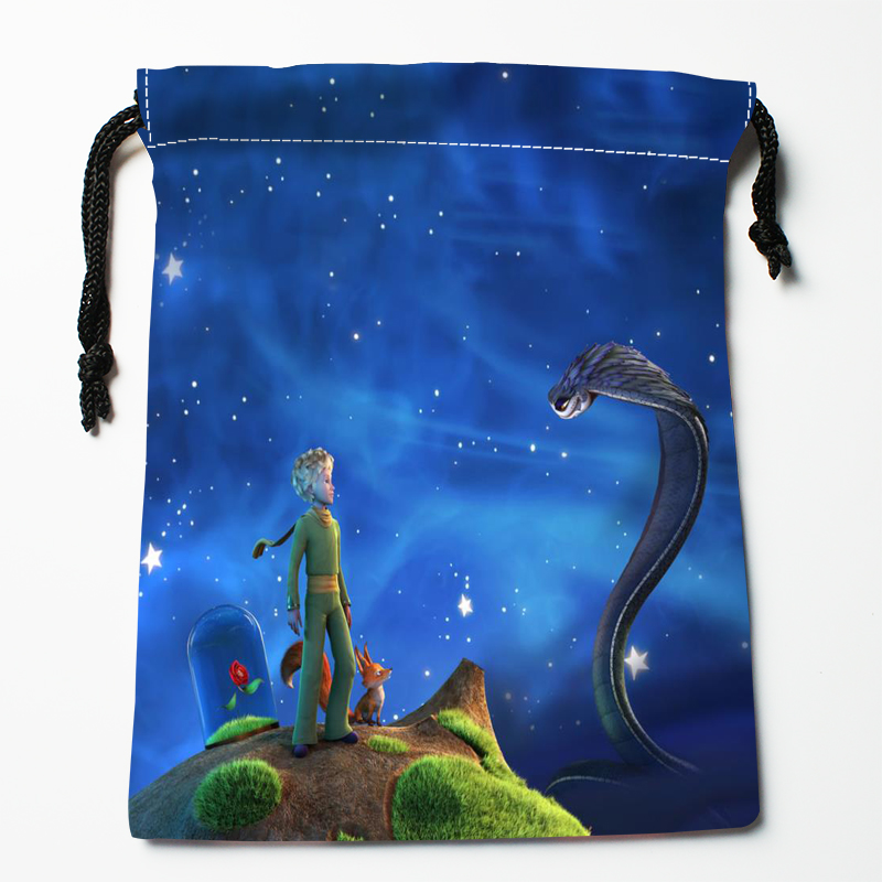 New Arrival The Little Prince Drawstring Bags Print 18X22CM Soft Satin Fabric Resuable Storage Storage Clothes Bag Shoes Bags