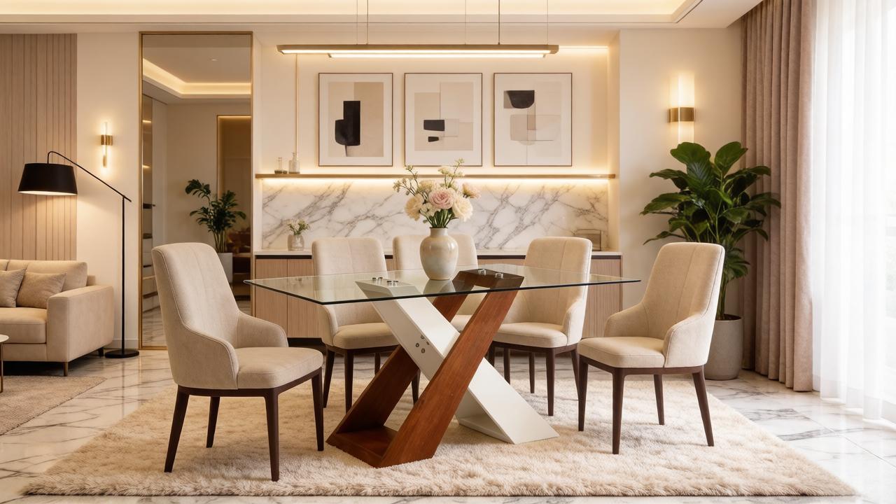 TL-16F06 glass top dining table6