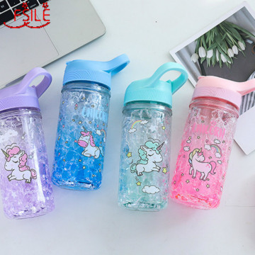 Stylish Double Straw Unicorn Ice Cup Summer Cold Drink Juice Coffee Water Cup Boy's Girl's Portable Plastic Cups Novelty Gift