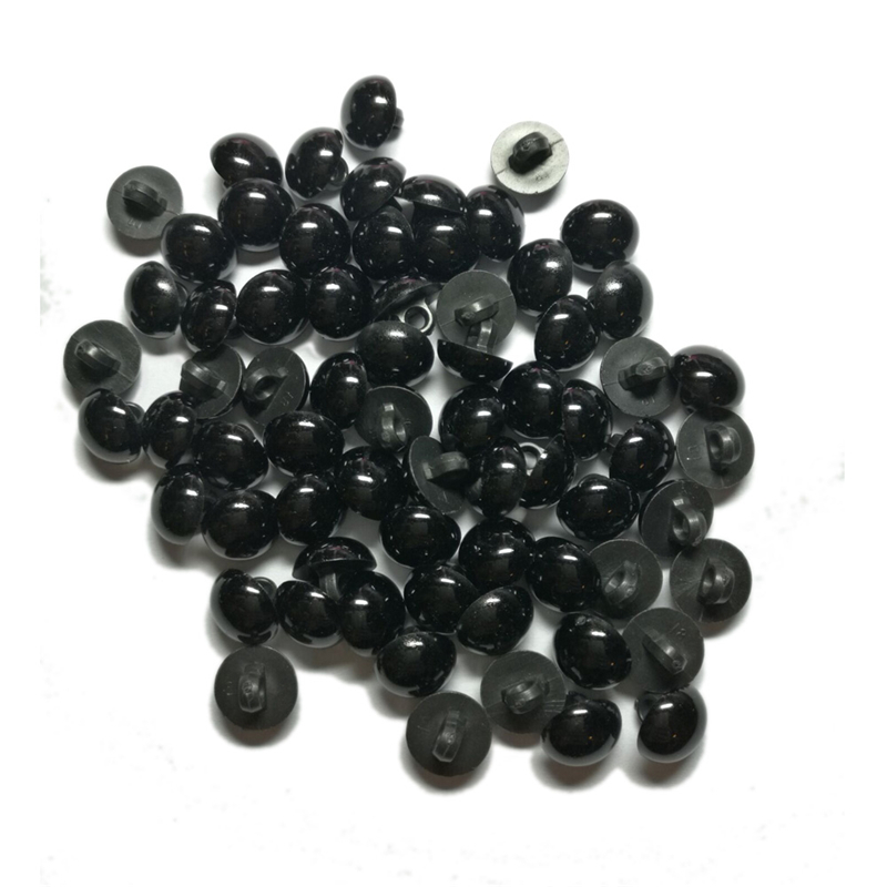 New 100 Pcs Black Resin Buttons Round Mushroom Domed Sewing Shank Black DIY Animal Eyes Toy Diy Decorative Buttons For Kids