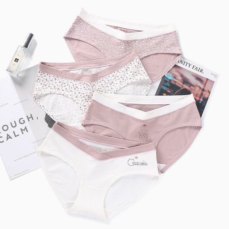 2PCS/Bag Sexy Printed Cotton Maternity Panties Low Waist V Briefs for Pregnant Women Summer Pregnancy Underwear Lingerie