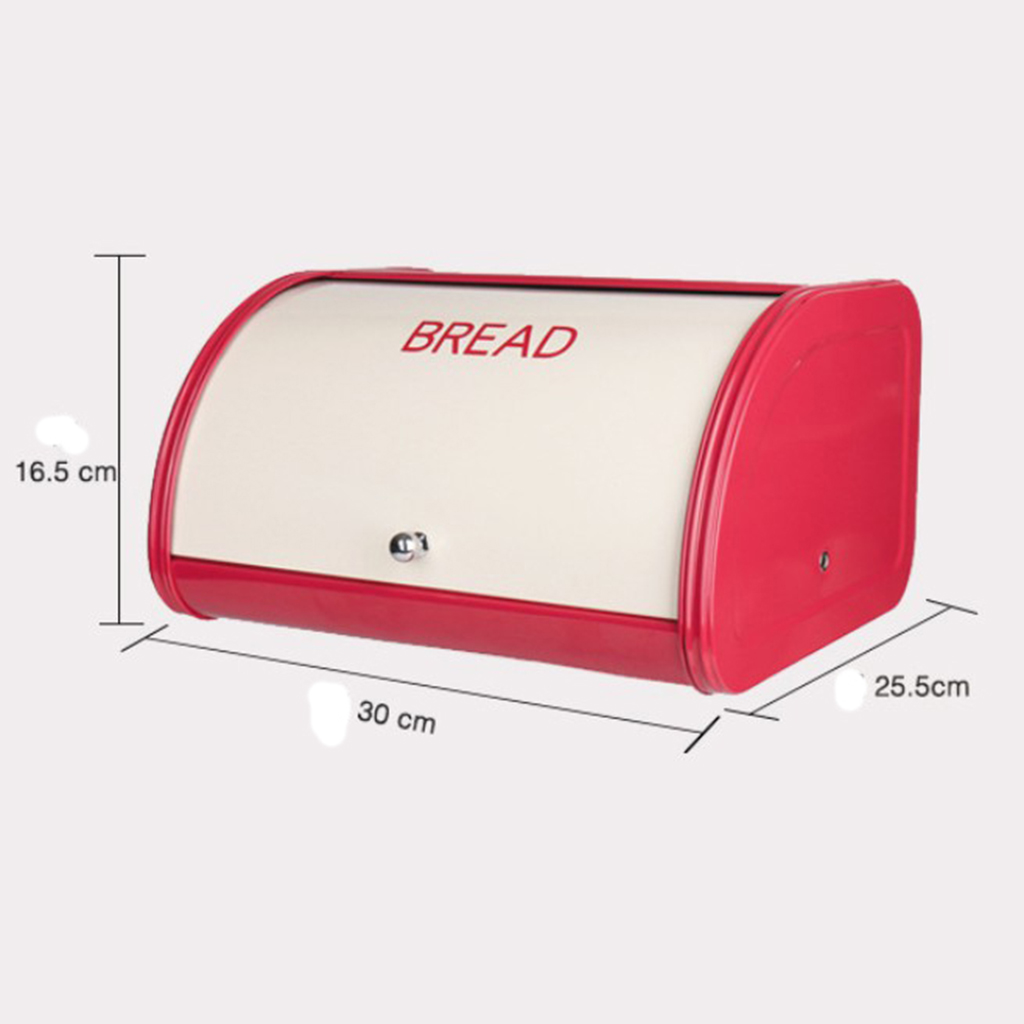 Red Bread Box for Kitchen Counter Bread Bin Storage Container For Loaves, Pastries, and More, Roll up Lid Design