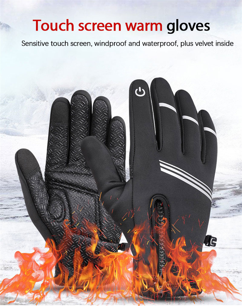 Outdoor Warm Gloves Winter Cashmere Finger Non-slip Mountaineering Cycling Touch Screen Full Finger Gloves Non-Slip Ski Gloves