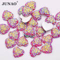 JUNAO 12mm 100pcs Glitter Silver Heart Rhinestone Applique Flatback Crystal Stones Resin Gems Non Hotfix Strass for Decoration