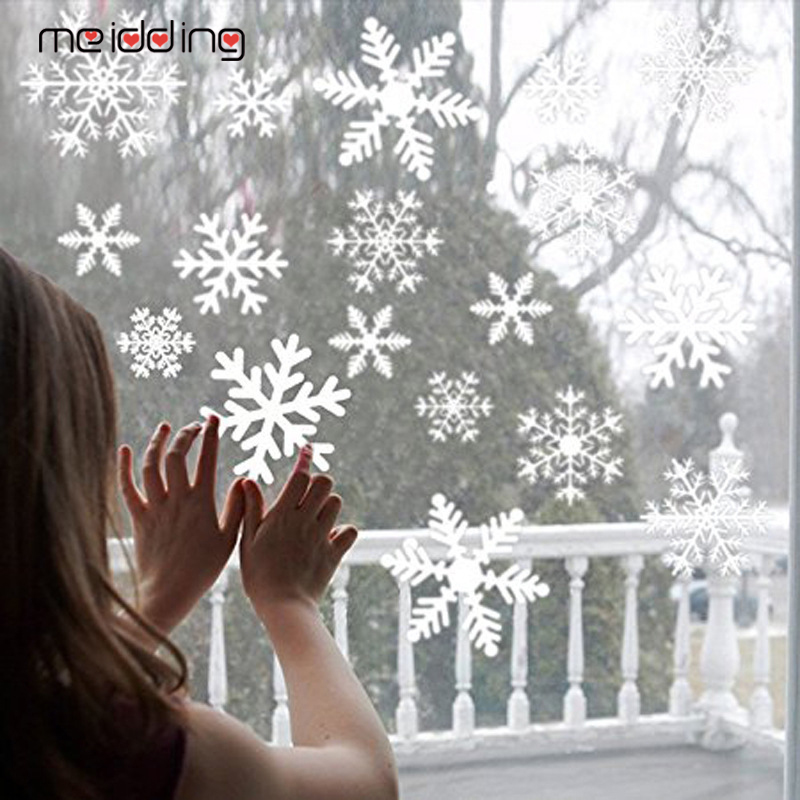 window stickers 27pcs christmas snowflake home house wall room decals xmas snow decoration 2021 happy new year deco supplies
