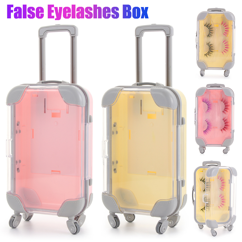 Mini trolley false eyelashes packaging box luggage lashes suitcase luxury mink lashes fluffy curly case empty Beauty Makeup Tool