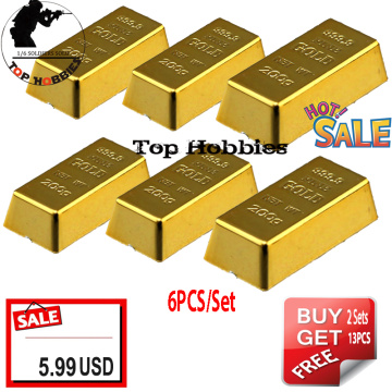 1/6 Scale Action figure Accessories 6PCS/Set 1:6th Shoe-shaped Gold bricks Magnets Model Gold Bars for 12