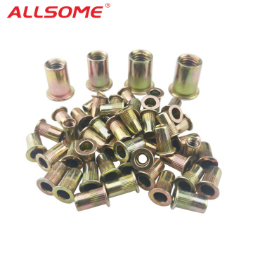 ALLSOME 300pcs M3 M4 M5 M6 M8 M10 Head Rivet Nuts Set Nuts Insert Reveting Multi Size Rivet Nuts Collocation with BOX HT2599