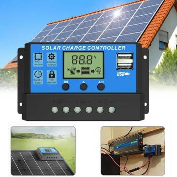 24V 12V Auto Solar Panel Battery Charge Controller 60A 50A 40A 30A 20A 10A LCD Solar Collector Regulator with Dual USB