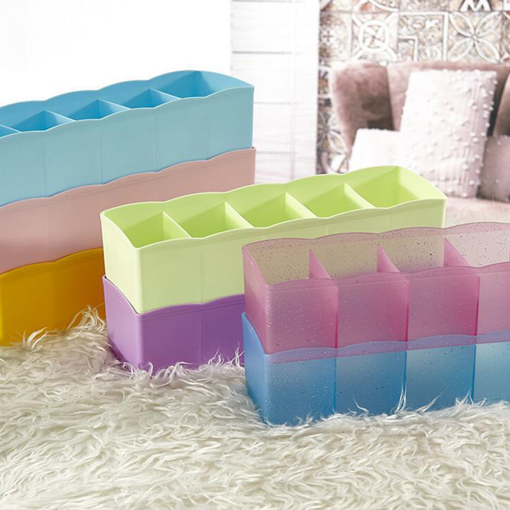 6Colors Home Storage Five Grid Storage Box Multi-Function Desktop Drawer Clothing Storage Box Underwear Socks Bra Ties Organizer