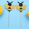 36pcs Cute Cupcake Topper Decoration Adorable Bee Cake Pick Dessert Fruites Picks For Baby Shower Birthday Supplies A35