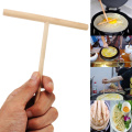 Home Kitchen Tool T-shape Pancake Batter Crepe Maker Wooden Rake Spreader Stick