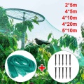 11Pcs Anti Bird Netting Plastic Pond Fruit Tree Vegetables Net Protection Crops Flower Garden Mesh Net Pest Control + 10 Stakes