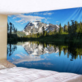 Natural Tree Tapestry Mountain Tree Reflection Background Picture Printed Wall Mounted Tapestry Home Decor Big Blanket