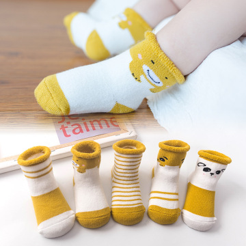 5 Pairs/lot Newborn Baby Socks Thick Winter Spring Autumn Warm Cute Cartoon Baby Girls Boy Socks Hot Fashion Soft Cotton Socks
