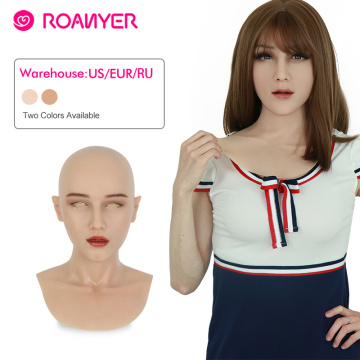 Roanyer May Realistic Silicone Sexy shemale Mask Fake Face Halloween masken For Crossdresser men To women Masquerade cosplay