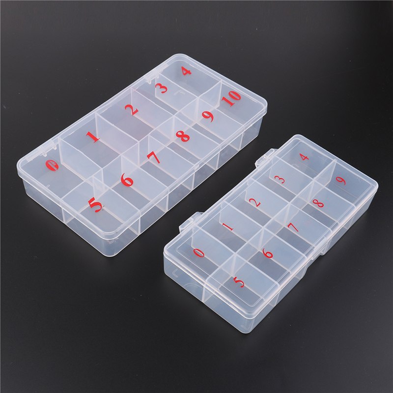 10/11 Fake Nail Art Tips Case Acrylic Plastic Cells False Box Storage Case Natural Translucent Nail Tool