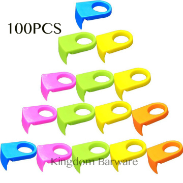 Free Shipping 100PCS ABS Drink Clips Bottle Buckle Holders Beer Cocktail Snap for Schooner & Goblet Glasses (Random Color)