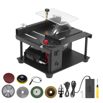 Mini Table Saw Cutter Electric Woodworking Bench Grinding Wheel Power Tool Adjustable-Speed for Wood Cutting With Saw Blade