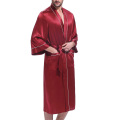 mens kimono satin silk robe with piping