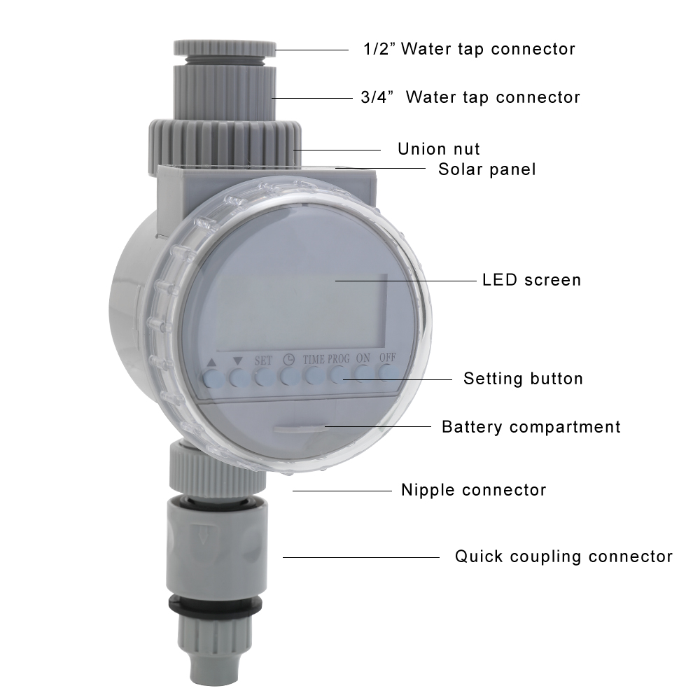 Autowatering White Solar Powers LCD Screen Garden Irrigation Control Water Saving Irrigation Controller Digital Watering Timer