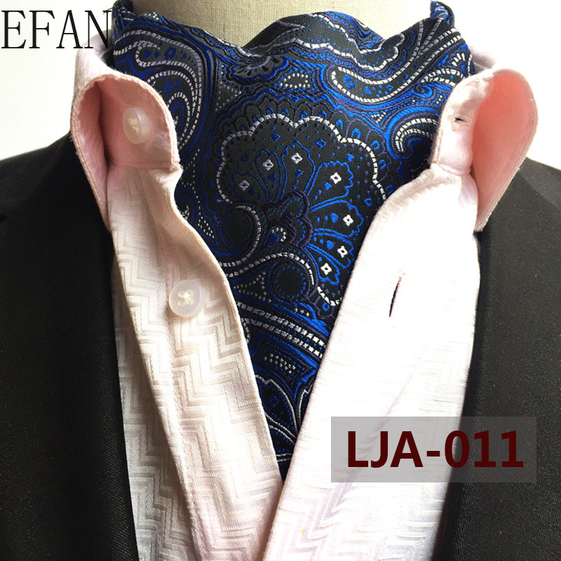 Men Vintage Cashew Floral Wedding Formal Cravat Ascot Scrunch Self British Gentleman Polyester Woven Neck Tie Luxury