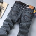 Sulee Top Brand Men Jeans Moustache Effect Mid Rise Denim Jeans Medium Calca Jeans Masculina